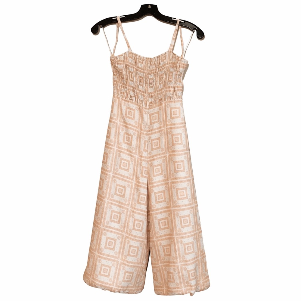 Sancia Elodia Tan & White Women Size S Smock Jumpsuit